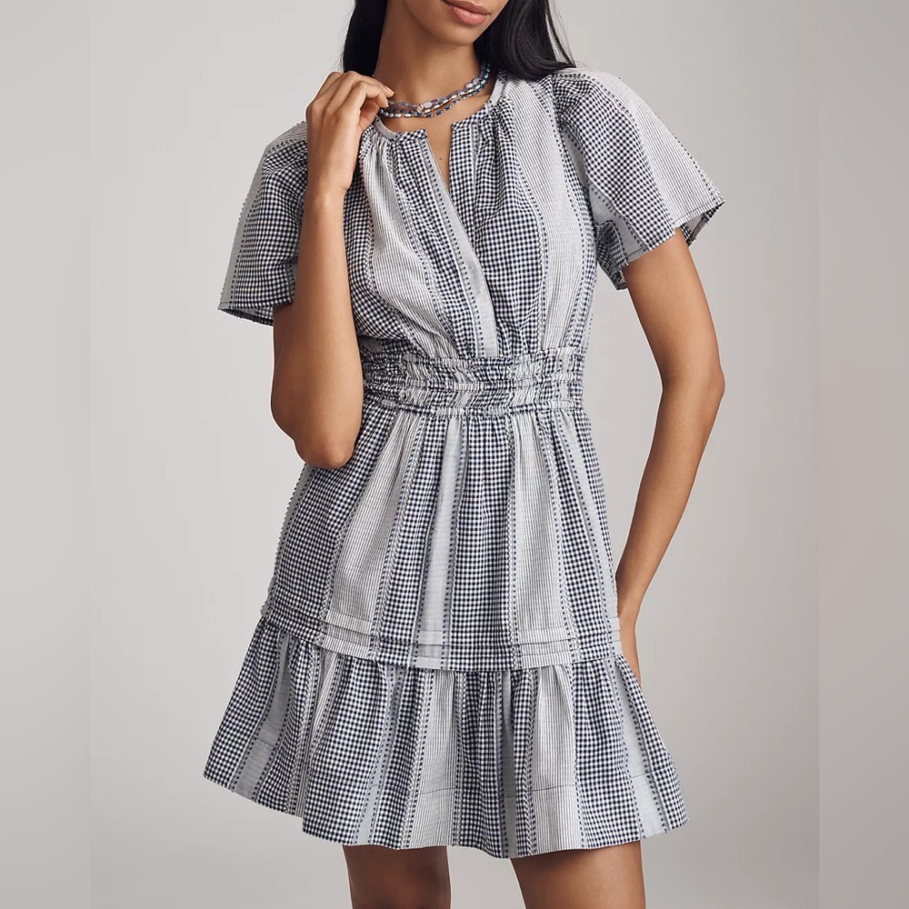 The Somerset Gingham Mini Dress Anthropologie Size Small